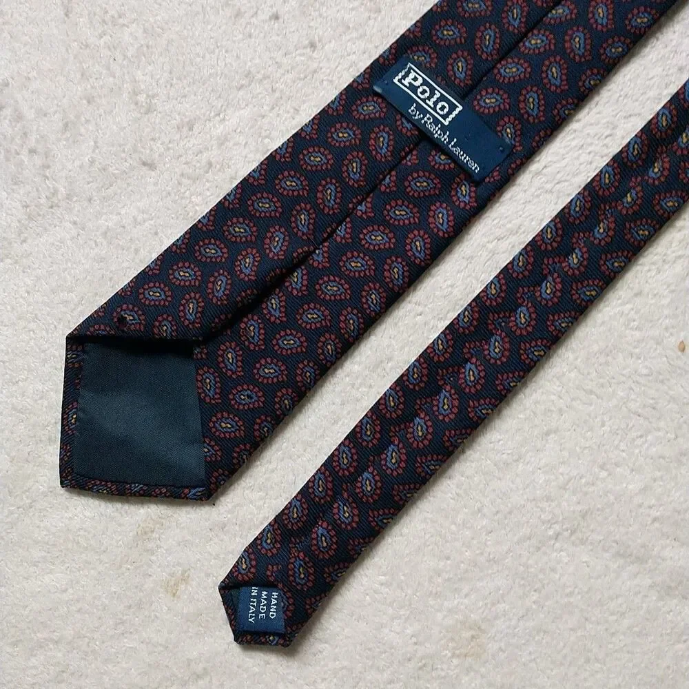 Polo Ralph Lauren NeckTie Tie Boys Teens 100%Wool Blue Red Paisley Italy 3x50